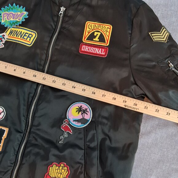 Indigo Rein Bomber Jacket with Patches 90s trending - Picture 11 of 13